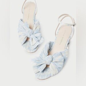 Loeffler Randall Blue and Cream Bow Front Sandals